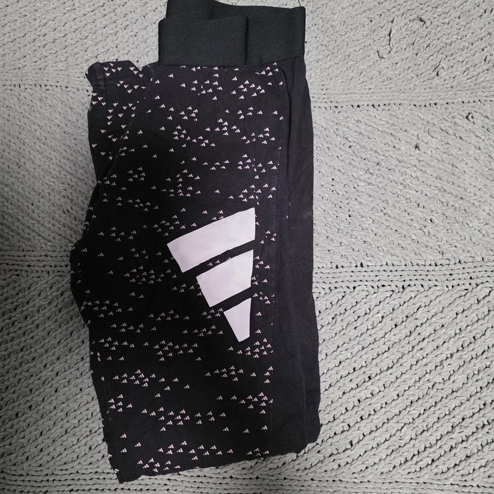 Adidas Black and Pink Patterned Leggings